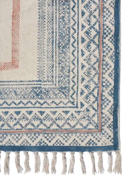 Buy_Orna_Brown 100% Cotton Block Print Hand Rug_Online_at_Aza_Fashions