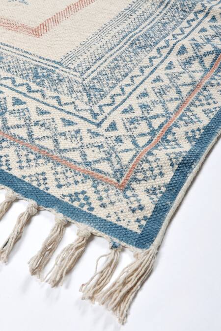 Shop_Orna_Brown 100% Cotton Block Print Hand Rug_Online_at_Aza_Fashions
