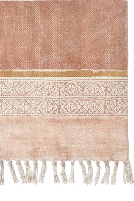 Buy_Orna_Brown 100% Cotton Block Print Hand Rug_Online_at_Aza_Fashions