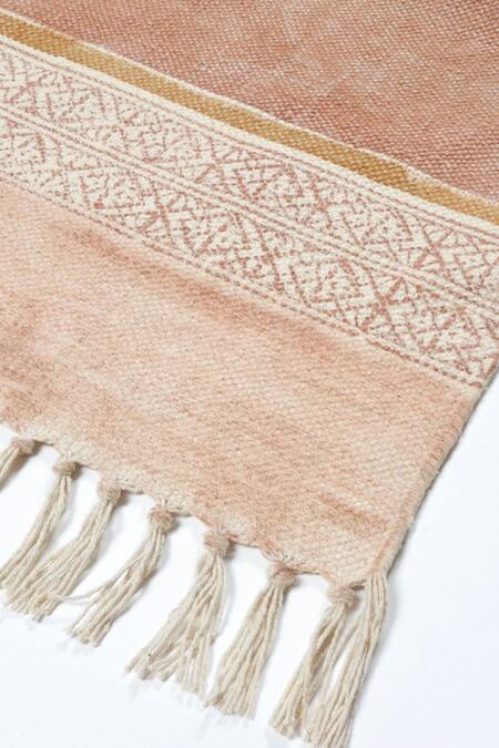 Shop_Orna_Brown 100% Cotton Block Print Hand Rug_Online_at_Aza_Fashions