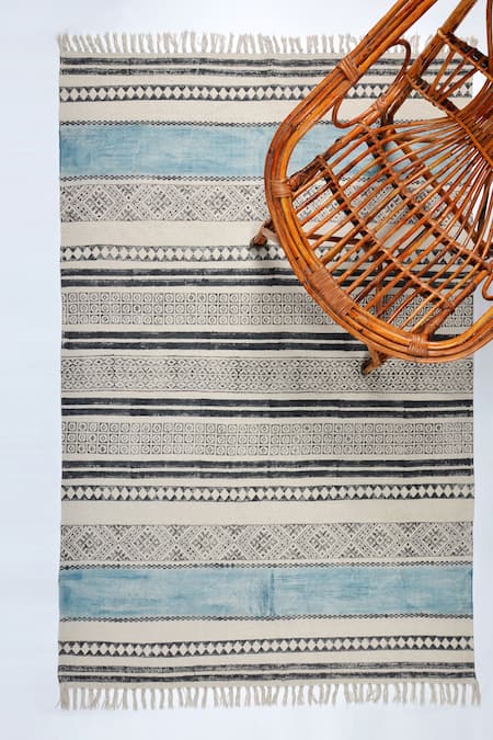 ORNA Brown 100% Cotton Block Print Hand Rug 