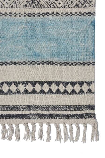 Buy_Orna_Brown 100% Cotton Block Print Hand Rug_Online_at_Aza_Fashions