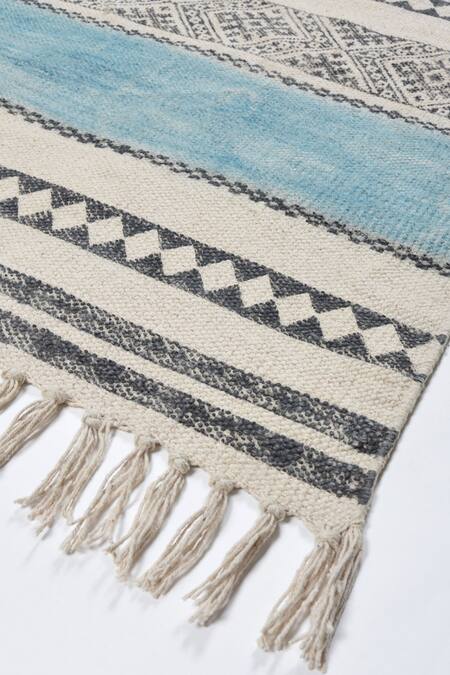 Shop_Orna_Brown 100% Cotton Block Print Hand Rug_Online_at_Aza_Fashions