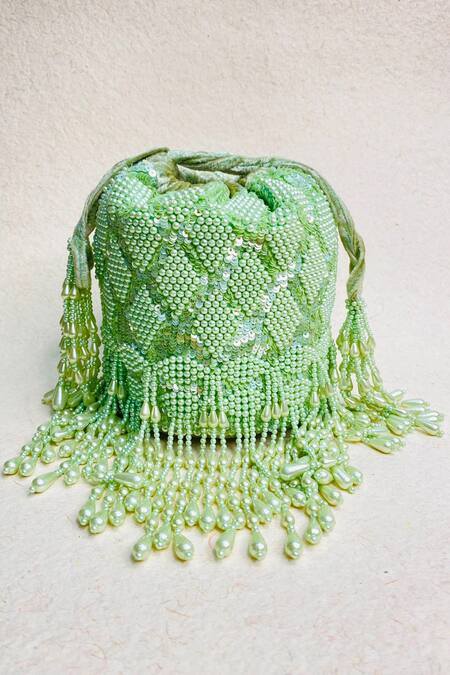 Kainiche By Mehak Oceana Embellished Potli With Strap 