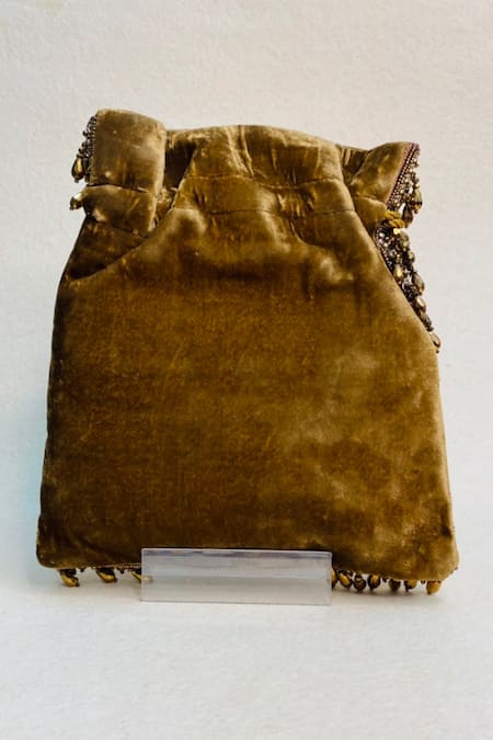 Shop Kainiche By Mehak Brown Beads, Embroidery Ritz Drop Potli Bag With Sling at Aza Fashions Shop_Kainiche By Mehak_Brown Beads, Embroidery Ritz Drop Potli Bag With Sling _at_Aza_Fashions