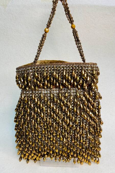 Buy Kainiche By Mehak Brown Beads, Embroidery Ritz Drop Potli Bag With Sling Online at Aza Fashions Buy_Kainiche By Mehak_Brown Beads, Embroidery Ritz Drop Potli Bag With Sling _Online_at_Aza_Fashions