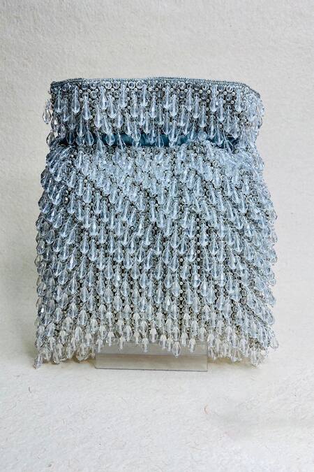 Kainiche By Mehak_Silver Embellishment Ritz Bead Drop Potli Bag With Sling _Online_at_Aza_Fashions