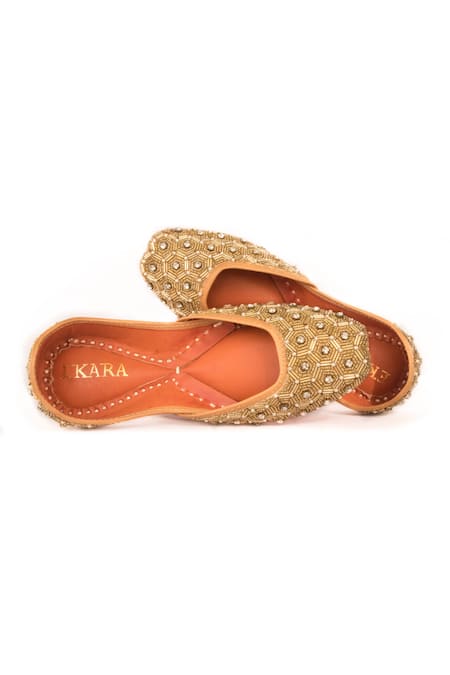 House Of Ekara Gold Embroidered Juttis 