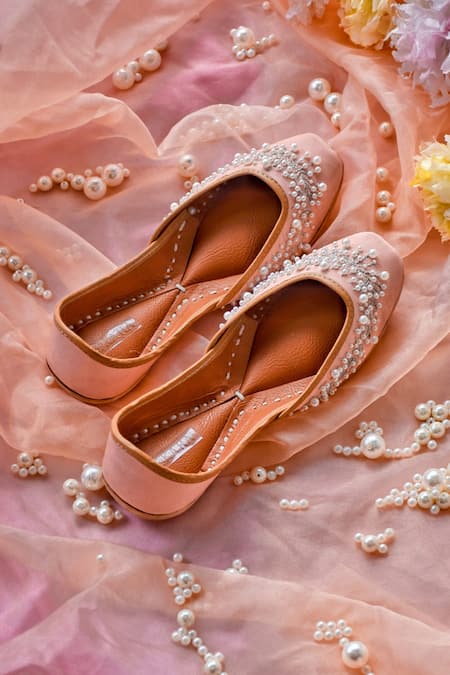 House Of Ekara Pearl Embroidered Juttis 