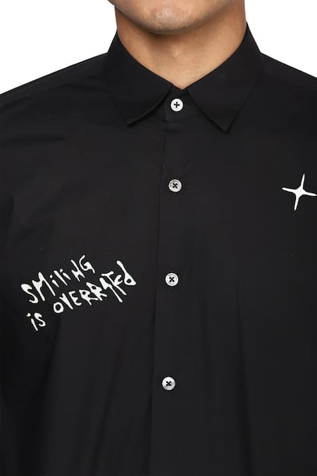 Noonoo_Black 100% Giza Cotton The Underrated Embroidered Shirt _Online_at_Aza_Fashions