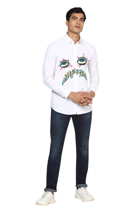 Noonoo White 100% Giza Cotton Typography Jokes On U Print Shirt