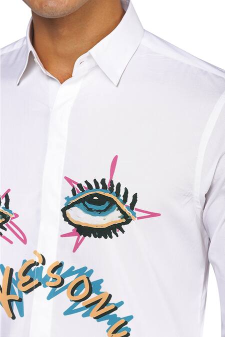 Noonoo_White 100% Giza Cotton Typography Jokes On U Print Shirt_Online_at_Aza_Fashions