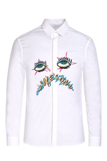 Buy_Noonoo_White 100% Giza Cotton Typography Jokes On U Print Shirt_Online_at_Aza_Fashions