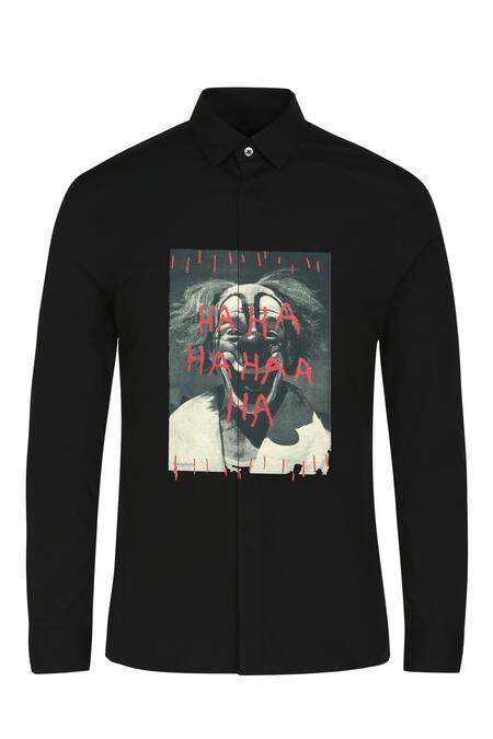 Noonoo_Black 100% Giza Cotton Printed Clown Joker Shirt _Online_at_Aza_Fashions