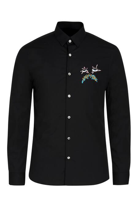 Buy Noonoo Black 100% Giza Cotton Typography Jokes On U Embroidered Shirt Online at Aza Fashions Buy_Noonoo_Black 100% Giza Cotton Typography Jokes On U Embroidered Shirt _Online_at_Aza_Fashions