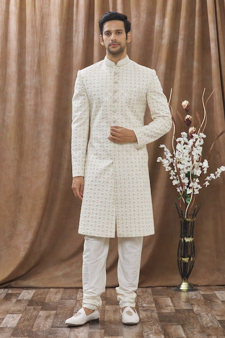 Samyukta Singhania Geometric Embroidered Sherwani Set 