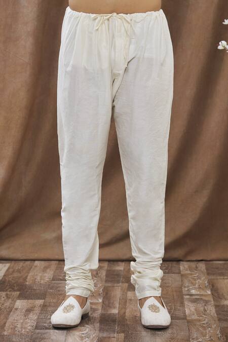 Shop_Arihant Rai Sinha_Beige Silk, Cotton Embroidery Geometric Sherwani Set _Online_at_Aza_Fashions