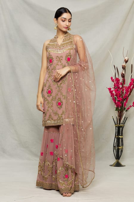 Abhi Singh Zardozi Embroidered Kurta Gharara Set 