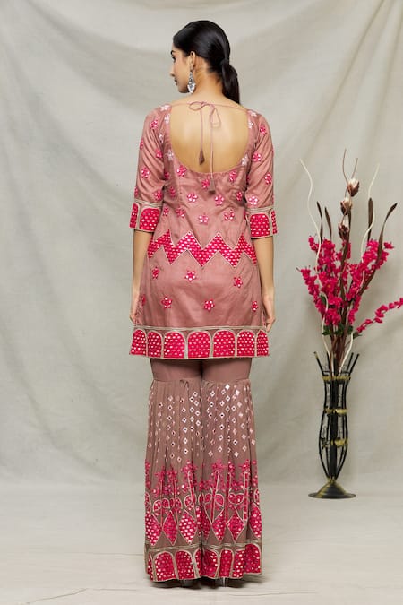 Abhi Singh Mirror Work Kurta Gharara Set 