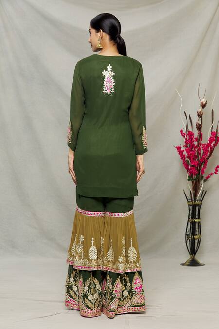 Abhi Singh Floral Embroidered Kurta Gharara Set 