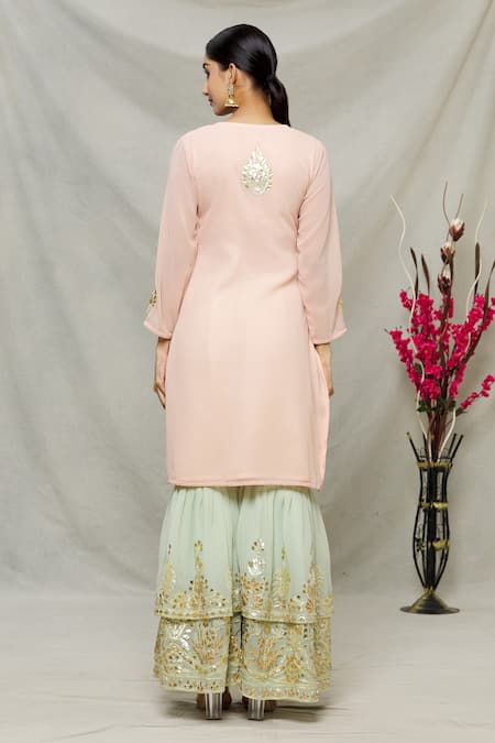 Abhi Singh Leaf Embroidered Kurta Gharara Set 