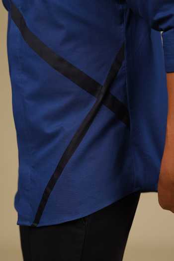 Shop_Hilo Design_Blue Cotton Striped Shirt _Online_at_Aza_Fashions