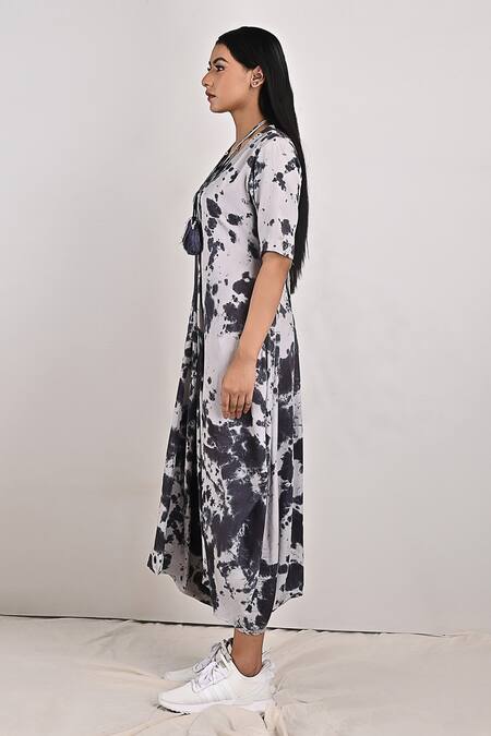 Buy Bohame Grey Modal Tie And Dye Round Emma & Print Dress Online at Aza Fashions Buy_Bohame_Grey Modal Tie And Dye Round Emma & Print Dress_Online_at_Aza_Fashions