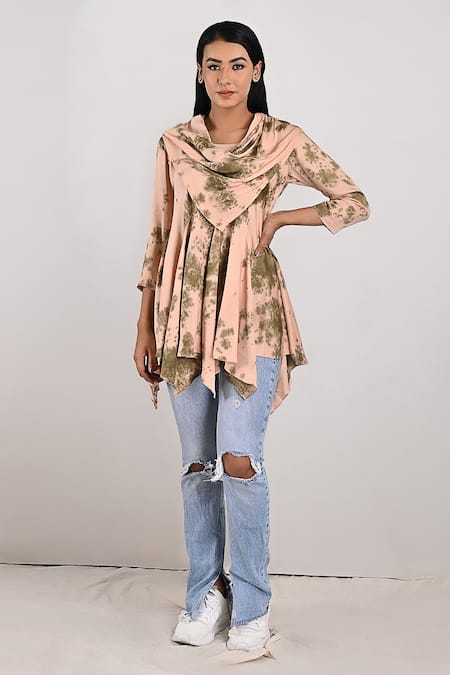 Bohame Lona Tie & Dye Print Frill Top 