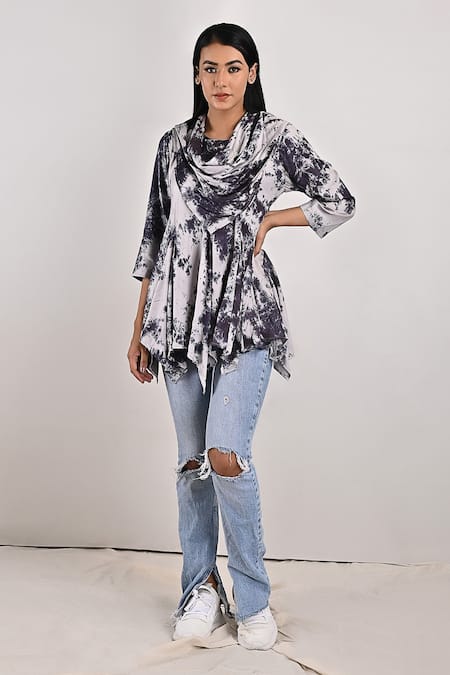 Bohame Layla Tie & Dye Print Frill Top 