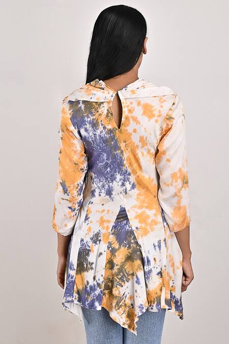 Bohame Beige Modal Tie And Dye Cowl Neck Maisie & Print Top at Aza Fashions Bohame_Beige Modal Tie And Dye Cowl Neck Maisie & Print Top_at_Aza_Fashions