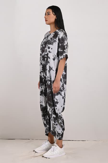 Buy_Bohame_Black Crepe Tie And Dye Round Bella & Print Jumpsuit_Online_at_Aza_Fashions
