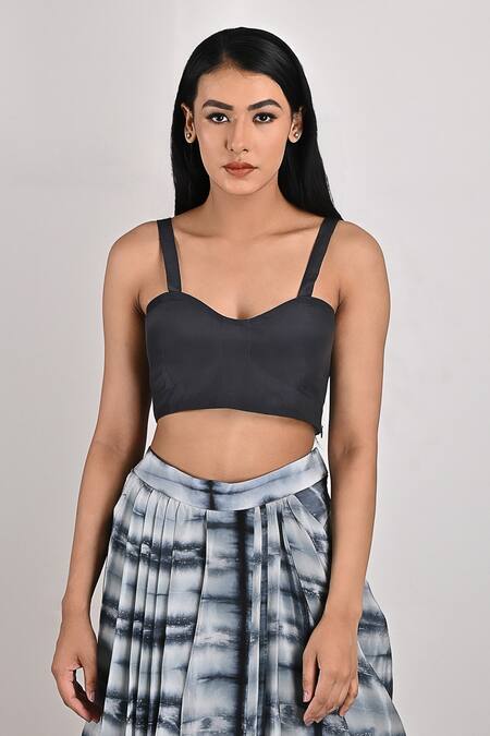 Shop Bohame Grey Crepe Tie And Dye Jacket Open Elsie & Draped Pant Set Online at Aza Fashions Shop_Bohame_Grey Crepe Tie And Dye Jacket Open Elsie & Draped Pant Set_Online_at_Aza_Fashions