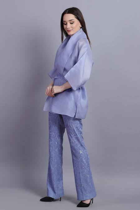 Buy_Asira_Blue Georgette Embroidered Floral Motifs V Neck Renee Pant Set _Online_at_Aza_Fashions