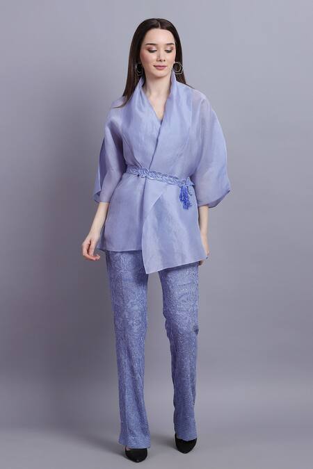 Shop_Asira_Blue Georgette Embroidered Floral Motifs V Neck Renee Pant Set _Online_at_Aza_Fashions