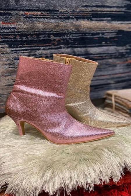Shop Tiesta Pink Glitter Bling Kitten Hell Boots at Aza Fashions Shop_Tiesta_Pink Glitter Bling Kitten Hell Boots _at_Aza_Fashions