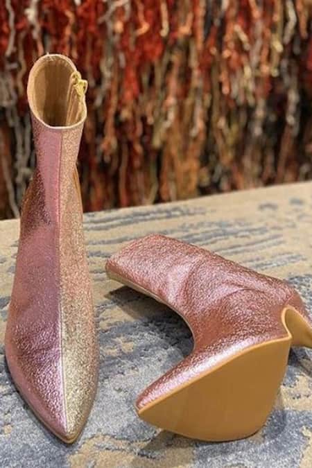 Tiesta Pink Glitter Bling Kitten Hell Boots 