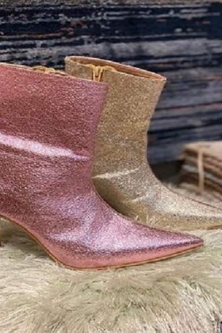 Tiesta Pink Glitter Bling Kitten Hell Boots Online at Aza Fashions Tiesta_Pink Glitter Bling Kitten Hell Boots _Online_at_Aza_Fashions