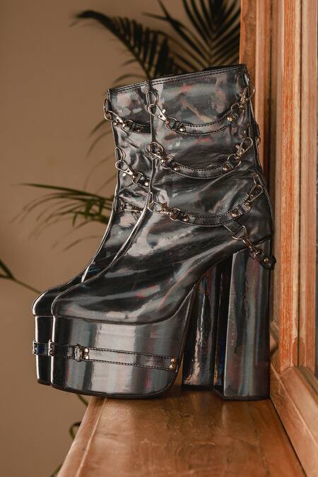 metallic platform boots