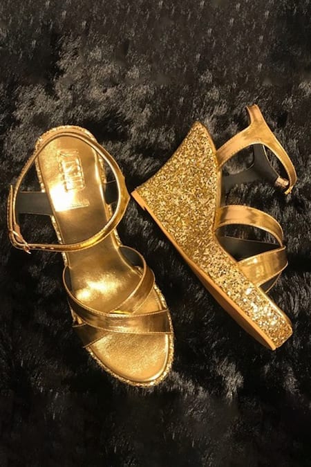 Buy Signature Sole Gold Wedge Heels for Women online