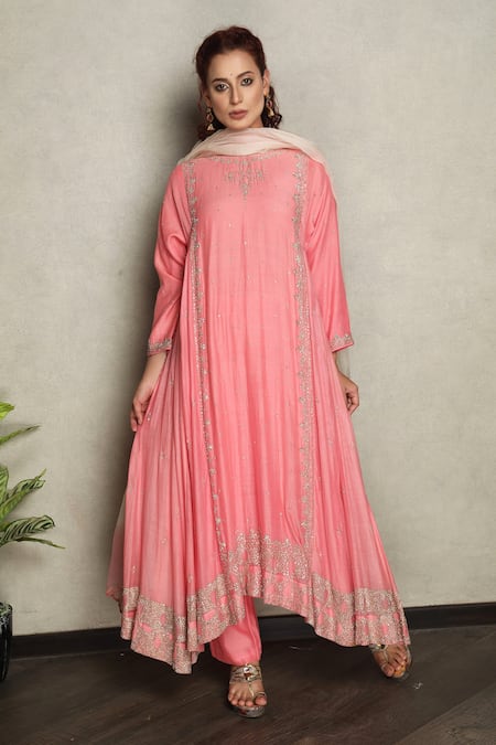 Falguni.Foram Pink Inner Slip Mal, Kurta , Pant And Anarkali Set 
