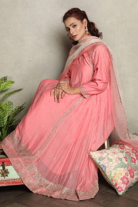Falguni.Foram_Pink Inner Slip Mal, Kurta , Pant And Anarkali Set _Online_at_Aza_Fashions