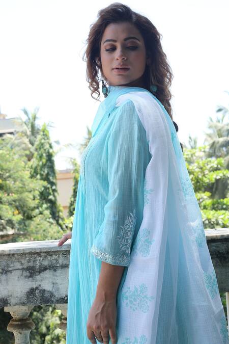 Falguni.Foram_Blue Inner Slip Mal, Kurta , Sharara And Set _Online_at_Aza_Fashions
