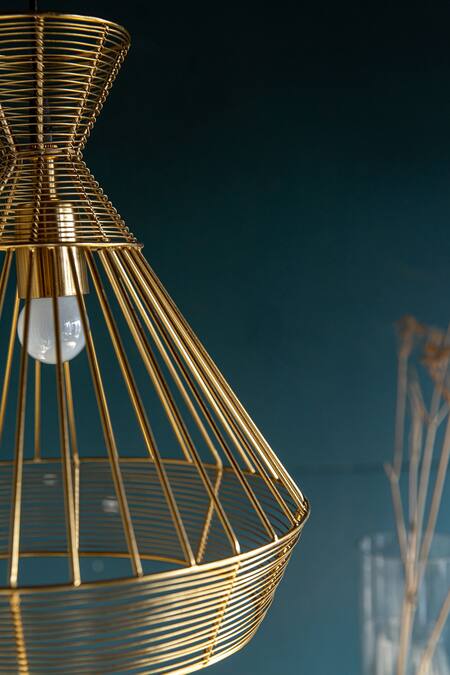 Logam Gold Aluminium Viela Pendant Light at Aza Fashions Logam_Gold Aluminium Viela Pendant Light_at_Aza_Fashions