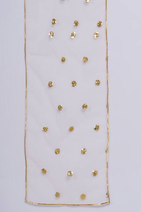 Little Bansi_White Cotton, Chiffon Embroidery, Sequins Floral Kurta Sharara Set _at_Aza_Fashions