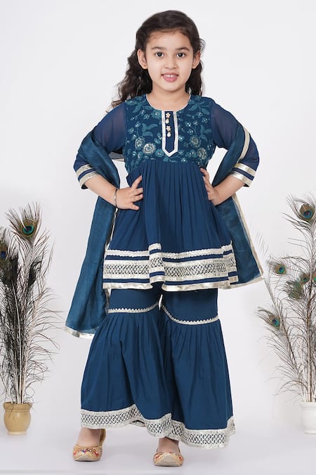 Little Bansi Pleated Kurta Sharara Set 