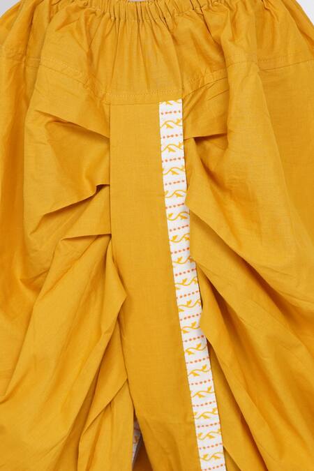 Little Bansi White Cotton Embroidery Printed Kurta And Dhoti Pant Set at Aza Fashions Little Bansi_White Cotton Embroidery Printed Kurta And Dhoti Pant Set_at_Aza_Fashions