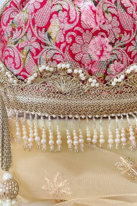 Shop Amyra Red Pearls, Beads, Embroidery Floral Motif Potli Bag Online at Aza Fashions Shop_Amyra_Red Pearls, Beads, Embroidery Floral Motif Potli Bag _Online_at_Aza_Fashions