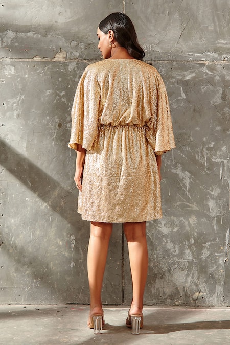 Samatvam By Anjali Bhaskar Sequin Flared Sleeve Dress 