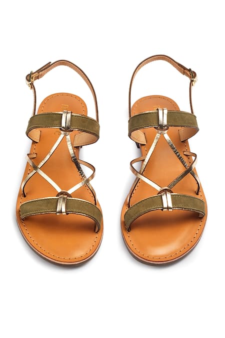 Shop Nine By Janine Beige Plain Arawan Cross Strap Sandals at Aza Fashions Shop_Nine By Janine_Beige Plain Arawan Cross Strap Sandals _at_Aza_Fashions