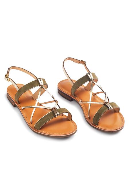 Nine By Janine Beige Plain Arawan Cross Strap Sandals Online at Aza Fashions Nine By Janine_Beige Plain Arawan Cross Strap Sandals _Online_at_Aza_Fashions